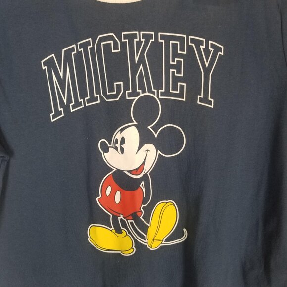 Disney Mickey Mouse TShirt Blue White Trim Crew Neck Short Sleeve Womens Size XL - Picture 5 of 7